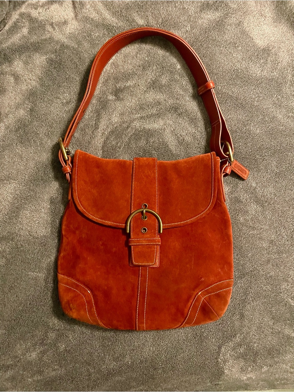 Vintage Coach SoHo 9483 Rust Suede  Shoulder Bag - Classic Buckle Detail